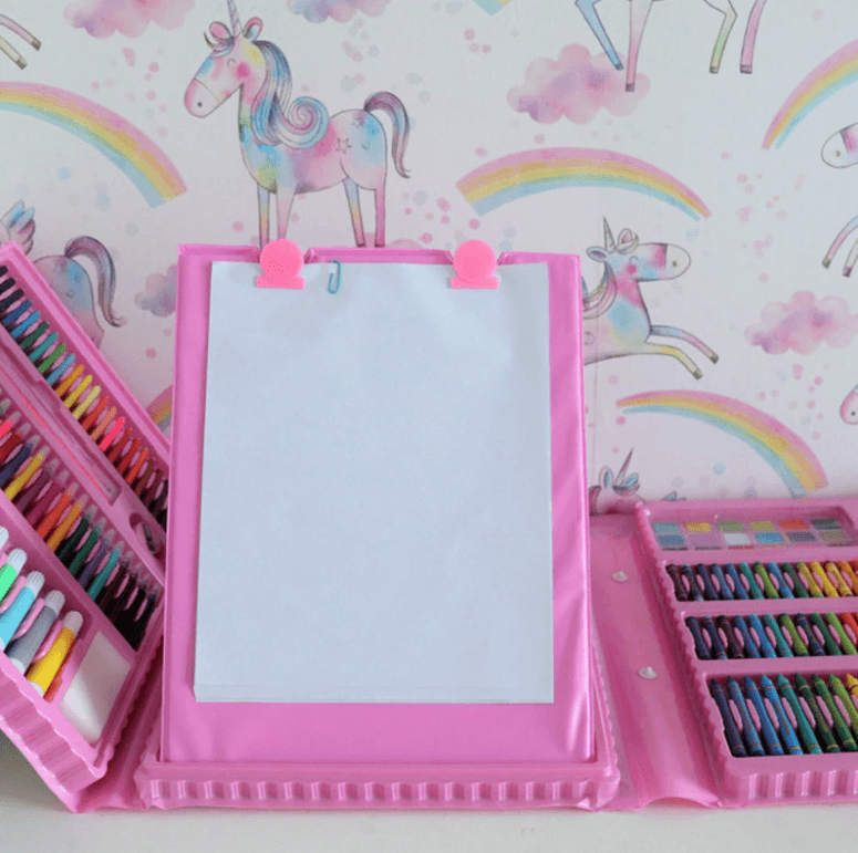 Kinderen creatief met 208-delige set: stiften, kleurpotloden, wasco. Voor eindeloos teken- en kleurplezier.