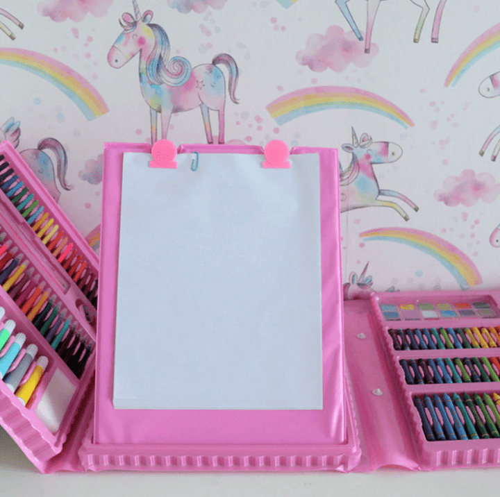 Kinderen creatief met 208-delige set: stiften, kleurpotloden, wasco. Voor eindeloos teken- en kleurplezier.