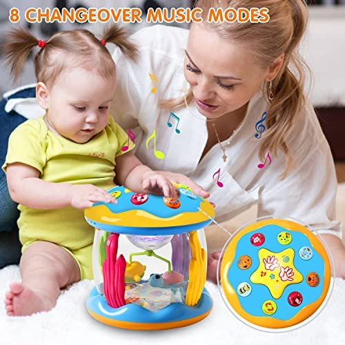 Betoverende babyspeelgoed draaimolen met zachte lichtjes en melodieën voor kalmerende stimulatie en speelplezier.