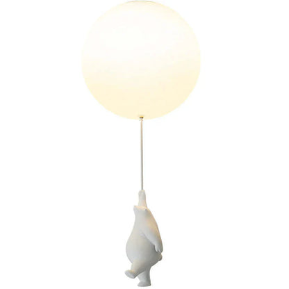 "Magische kinderlamp met speelse beer en ballon, warme LED-verlichting, ideaal voor kinderkamer, sfeervol design."