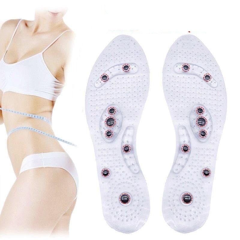 Unisex magnetische inlegzolen met acupressuurpunten, bevorderen welzijn en energieniveaus.
