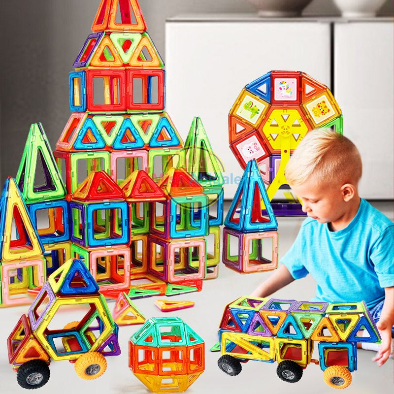 Magnetische bouwblokken in diverse kleuren helpen creativiteit ontwikkelen bij kinderen. Duurzaam en veilig speelgoed.