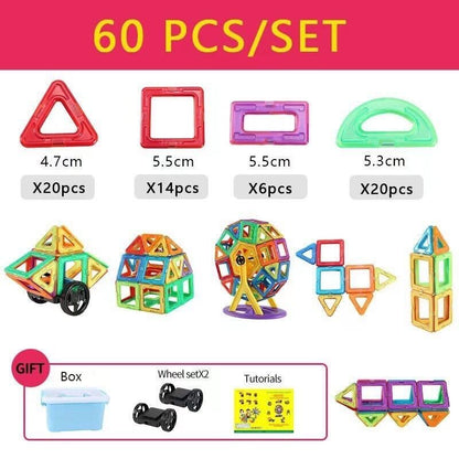 Magnetische bouwblokken in diverse kleuren helpen creativiteit ontwikkelen bij kinderen. Duurzaam en veilig speelgoed.