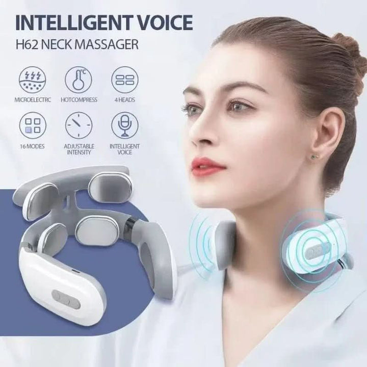 Nek- en schoudermassage apparaat, 4-in-1 met warmte en vibratie, voor diepe ontspanning en stressvermindering.