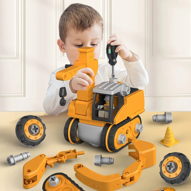 Constructo bouwvoertuigen speelset voor kinderen, educatief speelgoed om motoriek en creativiteit te ontwikkelen.