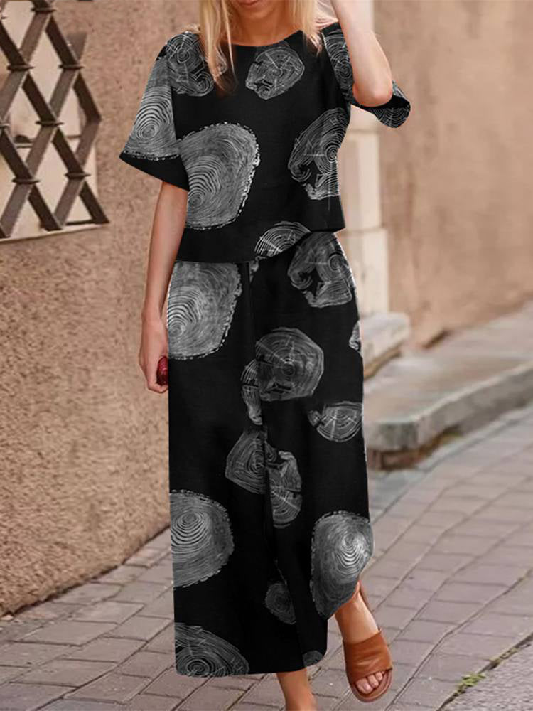 Elegante dames boho zomer set met flatterende pasvorm. Tweedelige outfit, perfect voor feest of casual.