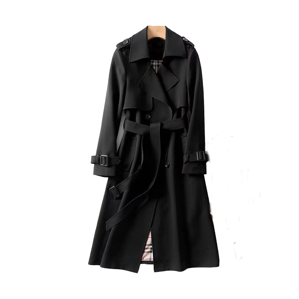 Stijlvolle dames trenchcoat met riem in de taille, dubbelbreasted design en elegante revers.