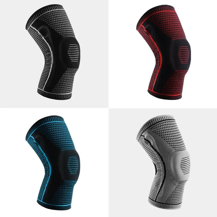 Kniebescherming sport: duurzame, verstelbare kniebrace met siliconen voor fitness, hardlopen en herstel.