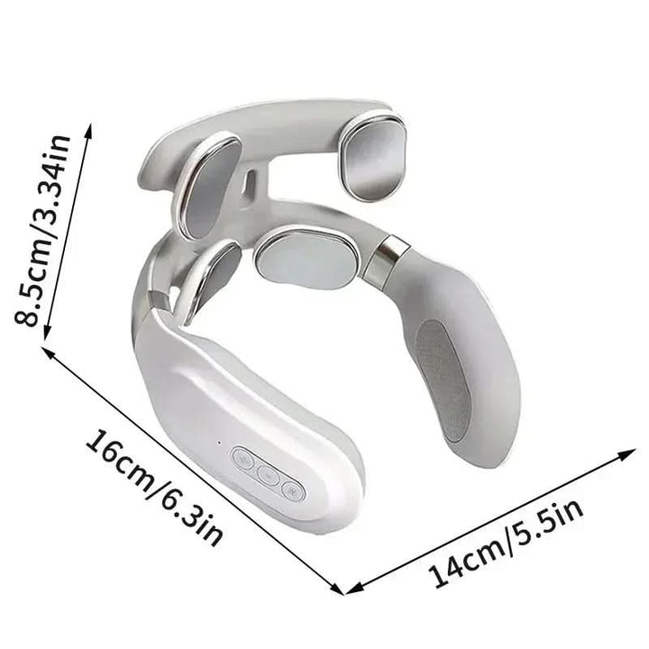 Nekmassager voor fysiotherapie en welzijn; biedt warmte, vibratie en ontspanning voor nek, schouders en rug.