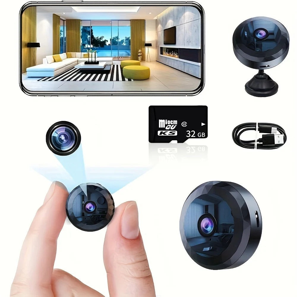 Mini wifi camera met bewegingsdetectie, ideaal voor discrete huisbeveiliging en 24/7 bewaking.