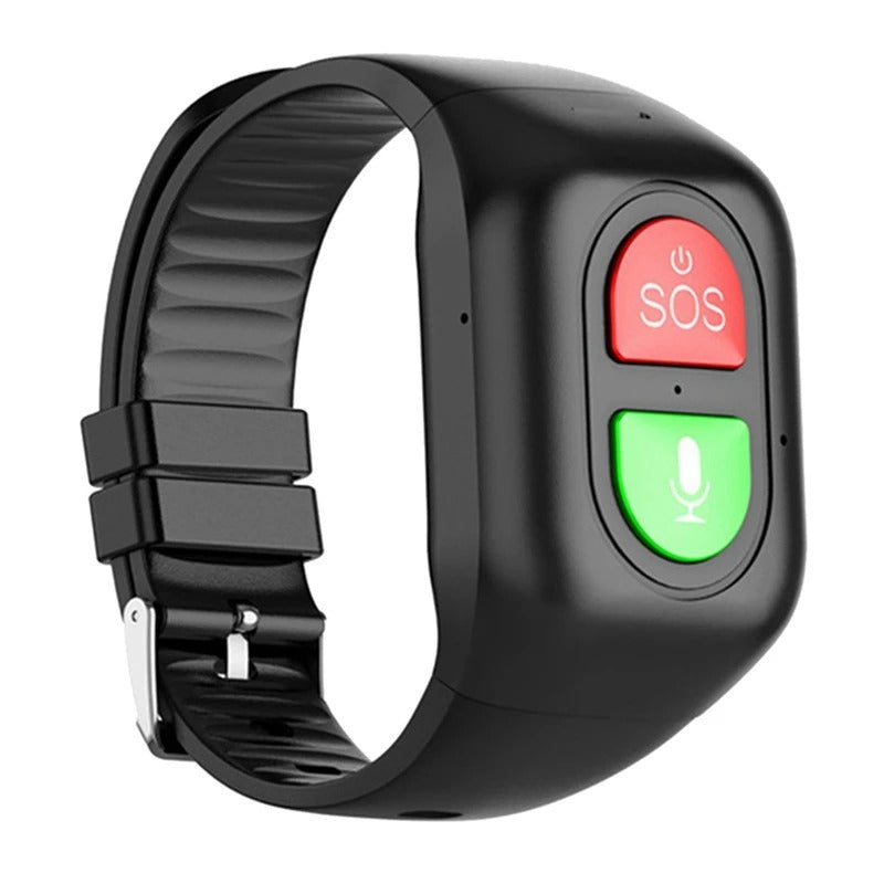 Senioren smartwatch met GPS en noodalarm, ideaal voor veiligheid en gezondheidsmonitoring. Comfortabel design.