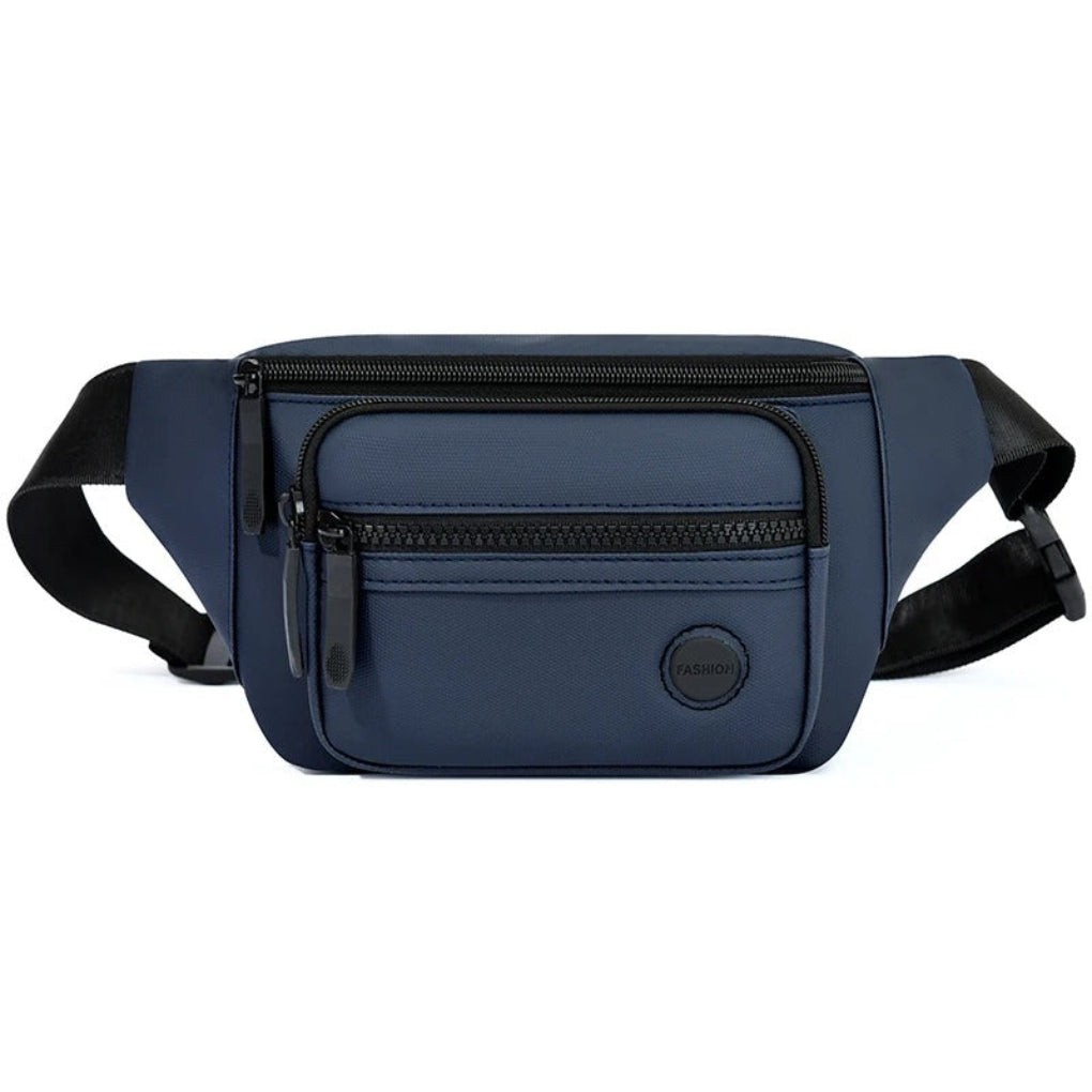 Compacte waterdichte heren tailletas, perfect voor veilige opslag tijdens outdoor activiteiten.