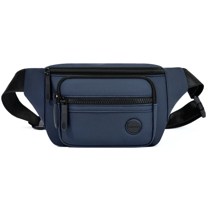 Compacte waterdichte heren tailletas, perfect voor veilige opslag tijdens outdoor activiteiten.