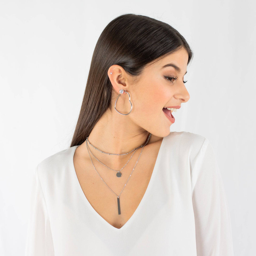 Trendy gelaagde ketting met drie lagen voor dames. Stijlvolle sterling zilveren of gouden halsketting 'Elise'.