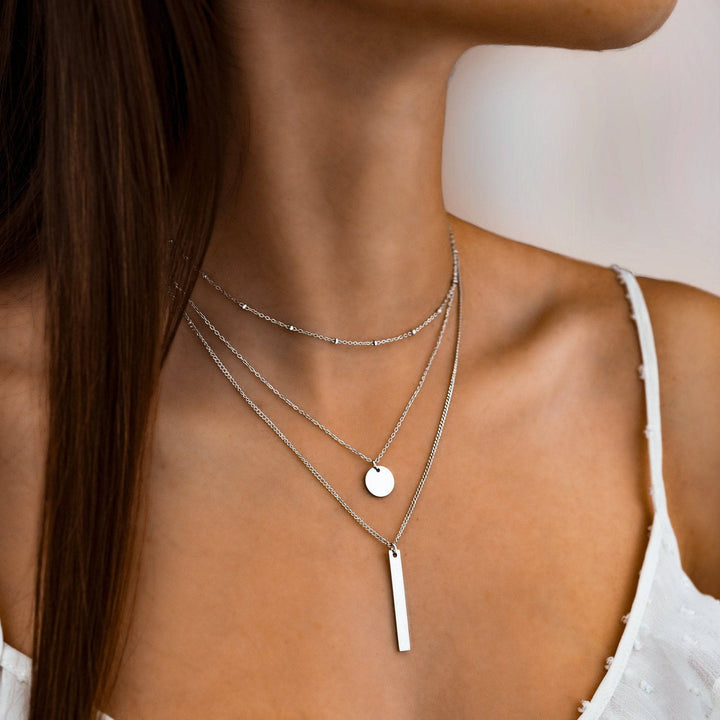 Elegante dames gelaagde driedubbele halsketting 'Elise' in sterling zilver of verguld. Trendy modeaccessoire.