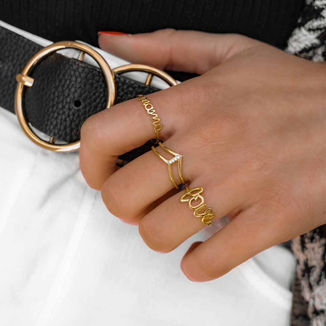 Gedetailleerde zilveren mama ring 'Emma', speciaal voor moeders, ideaal Moederdag of verjaardag cadeau.