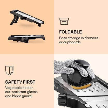 "Mandoline met snijbestendige handschoenen voor veilig snijden in de keuken, scherp roestvrijstalen mes, veelzijdig in gebrui