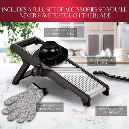 "Mandoline met snijbestendige handschoenen voor veilig snijden in de keuken, scherp roestvrijstalen mes, veelzijdig in gebrui