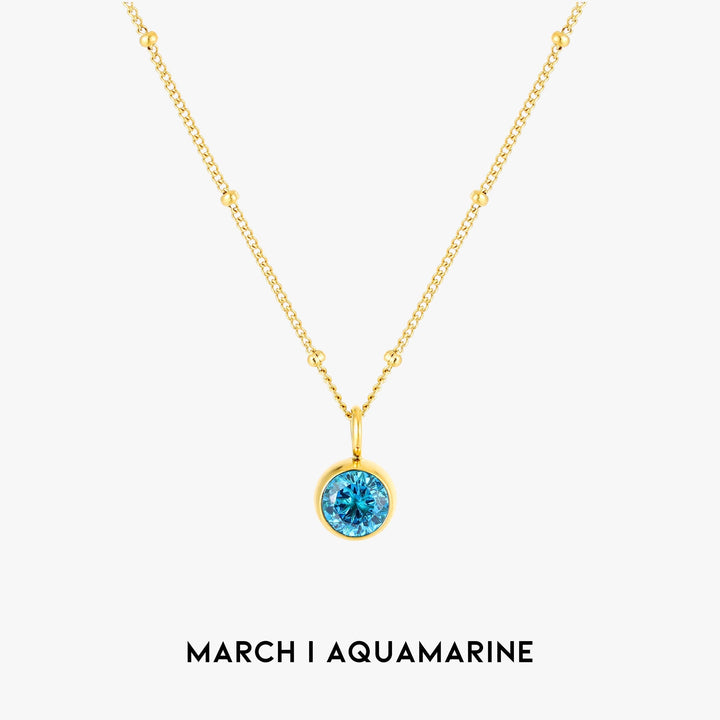Exclusieve gouden Aurora ketting, een gepersonaliseerd sieraad met geboortesteen voor elke vrouw.