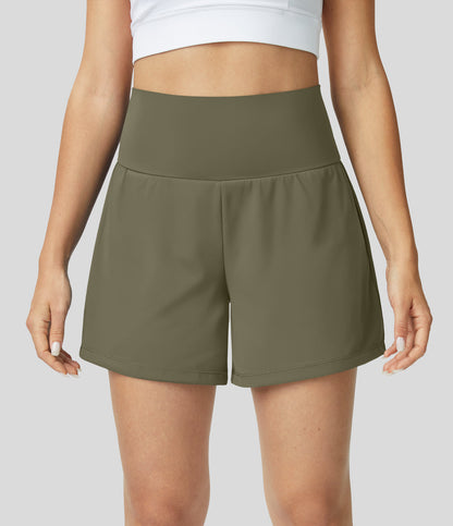"Margarethe yoga shorts, hoge taille, ademend, 2-in-1 ontwerp, zwart, optimale bewegingsvrijheid tijdens yoga of fitness."