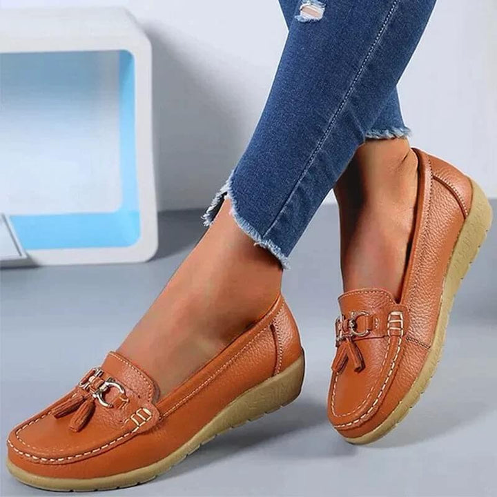 Hoogwaardige leren orthopedische loafers dames, Isabella. Duurzame en modieuze instappers.