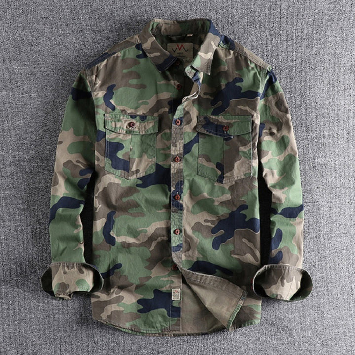 Heren longsleeve shirt: camouflageprint voor een stijlvolle en comfortabele, modieuze uitstraling.