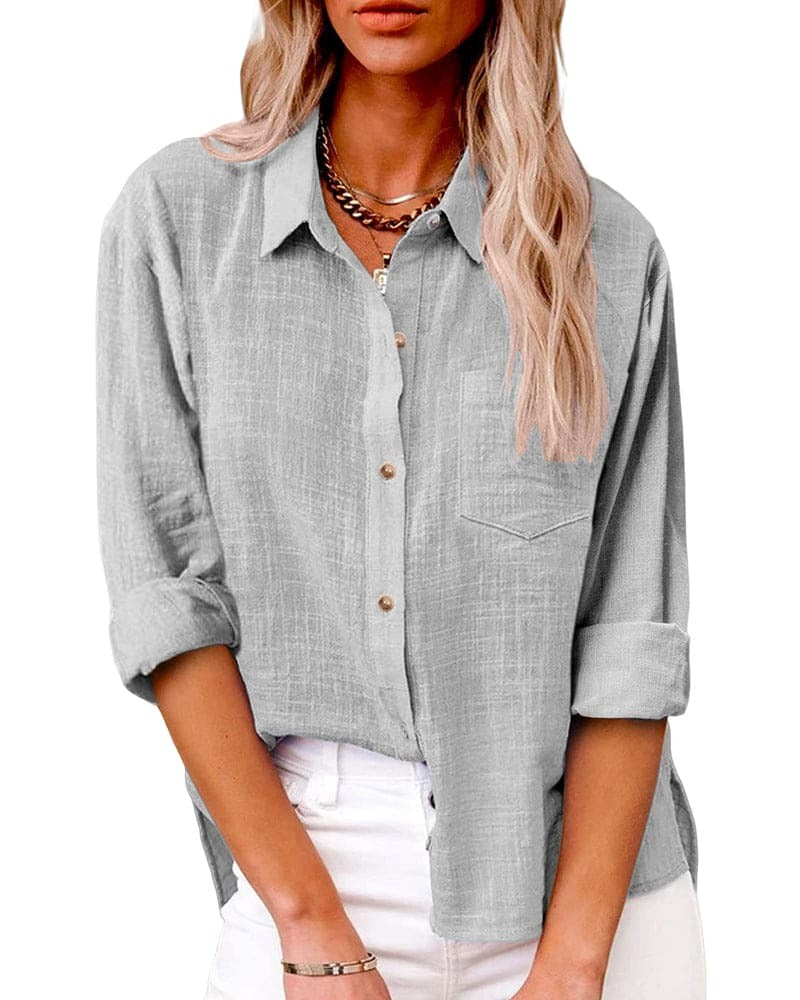 Trendy dames button-down blouse met lange mouwen; een veelzijdig kledingstuk voor elke look.