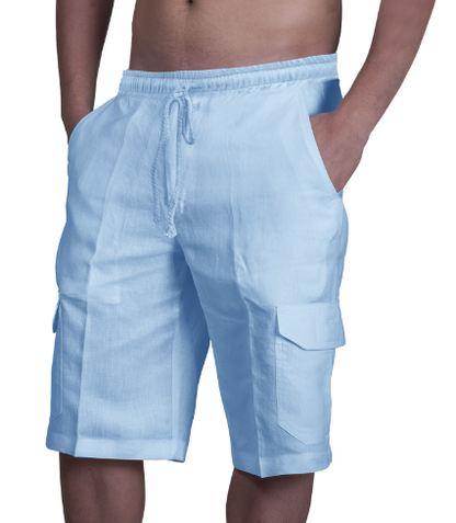 "Marineblauwe cargoshorts voor heren, ademend en lichtgewicht met ruime zakken, ideaal voor zomerse avonturen."