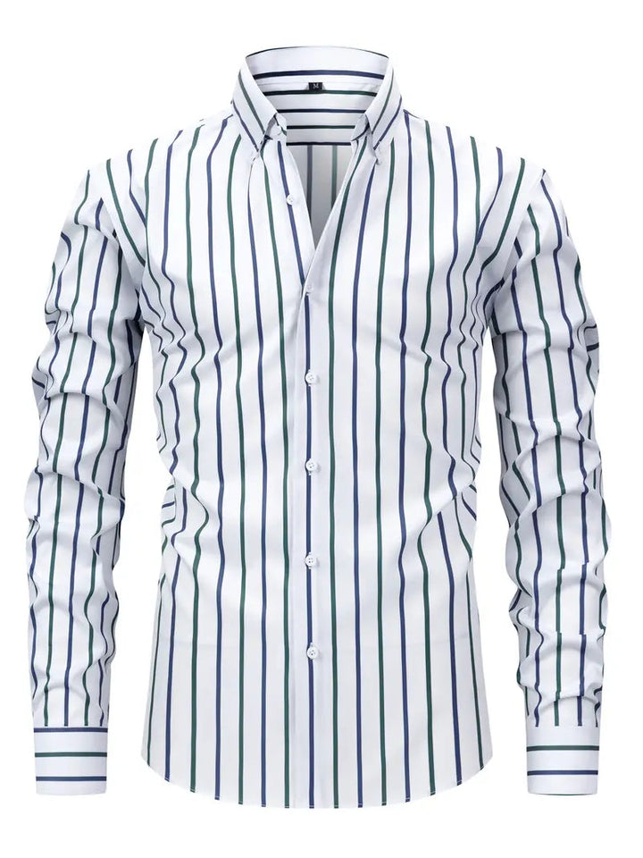 Elegant gestreept herenoverhemd, lange mouw, met een verfijnde uitstraling voor de moderne man.