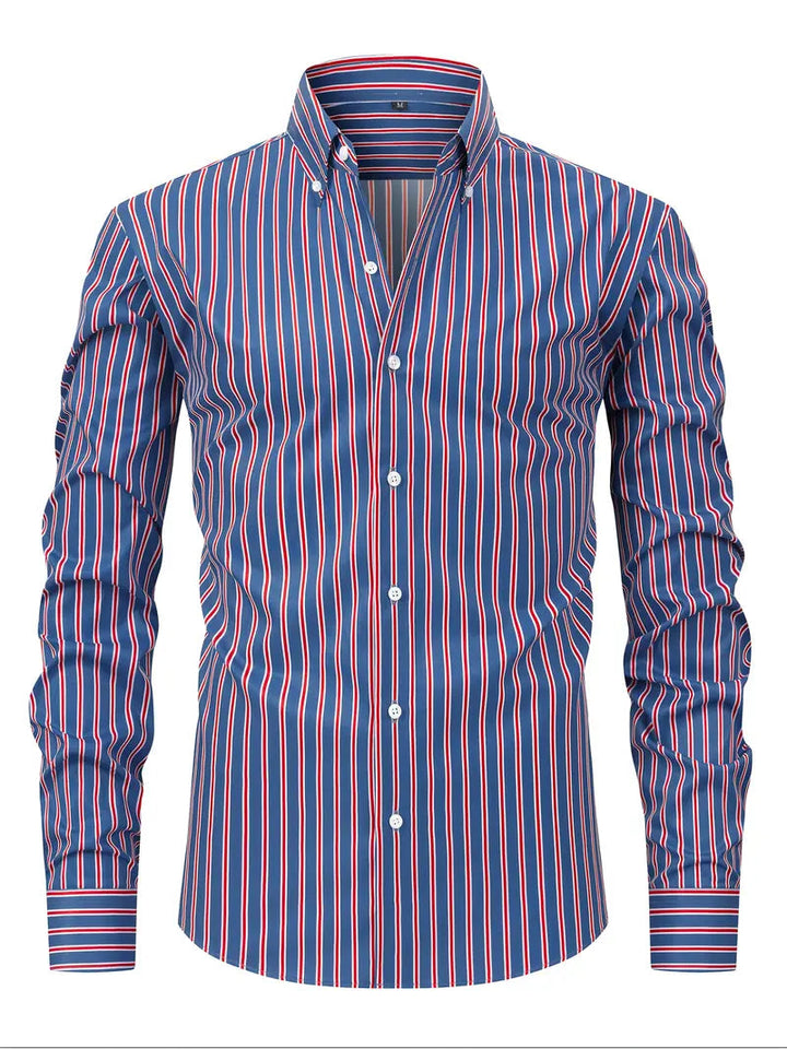 Klassiek gestreept herenoverhemd, lange mouw, comfortabele slim fit blouse voor elke dag.