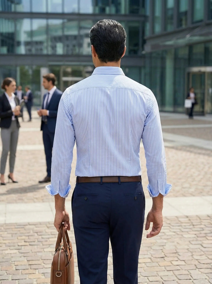 Stijlvol gestreept herenoverhemd met lange mouwen, ideaal voor een veelzijdige garderobe.