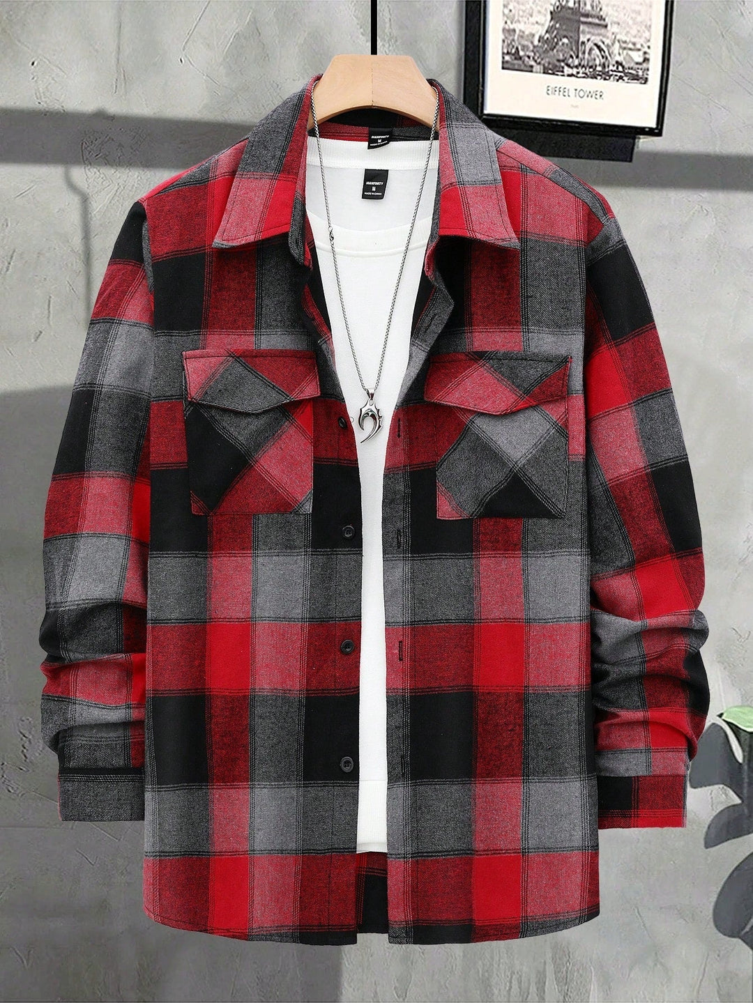 Veelzijdig geruit overshirt voor heren, ideaal als lentejas of warme herfstbovenkleding.