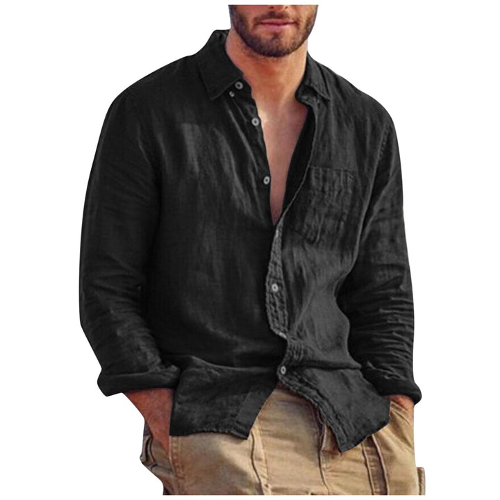 Linnen heren V-hals T-shirt. Comfortabel en ademend, ideaal voor een casual lente- of zomerlook.