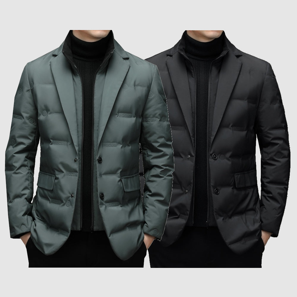 Stijlvolle zwarte gevoerde heren parka jas met capuchon, perfect voor koud weer en casual look.