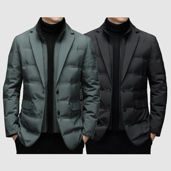 Stijlvolle zwarte gevoerde heren parka jas met capuchon, perfect voor koud weer en casual look.
