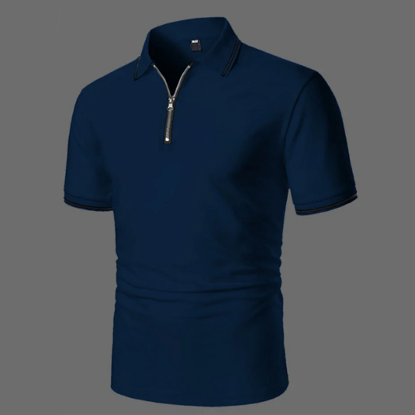 Comfortabel heren zippolo shirt met korte mouwen, stijlvol voor lente en zomer.