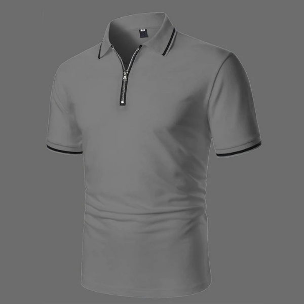 Basic heren poloshirt met rits en korte mouwen, perfect voor casual herenkleding.