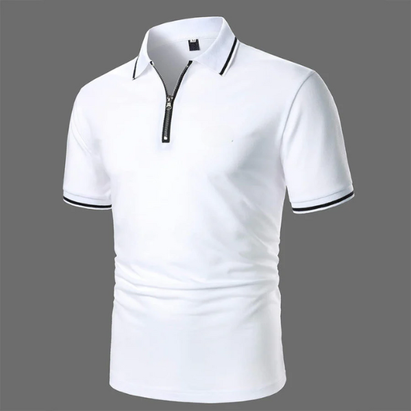 Stijlvol heren zip-poloshirt met korte mouwen, comfortabele pasvorm voor elk seizoen.