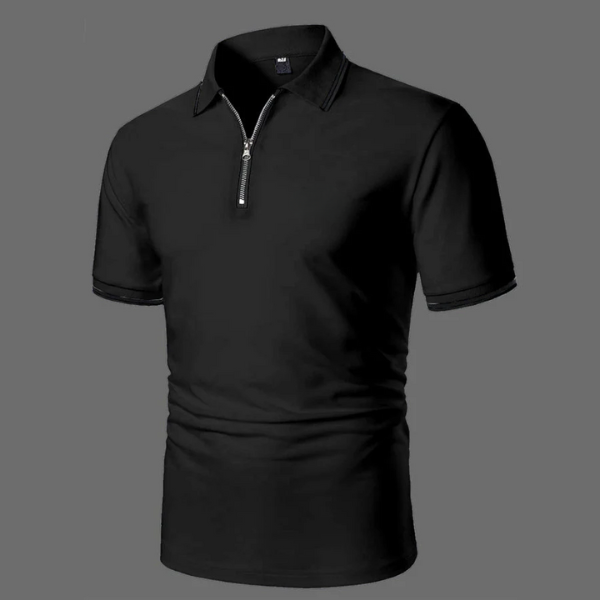 Heren zip-poloshirt met korte mouwen, ideaal voor een smart casual look in de zomer.
