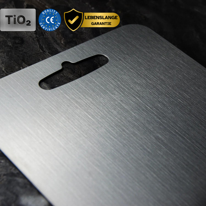 Professionele titanium snijplank, medische kwaliteit, betrouwbaar voor veeleisende koks.