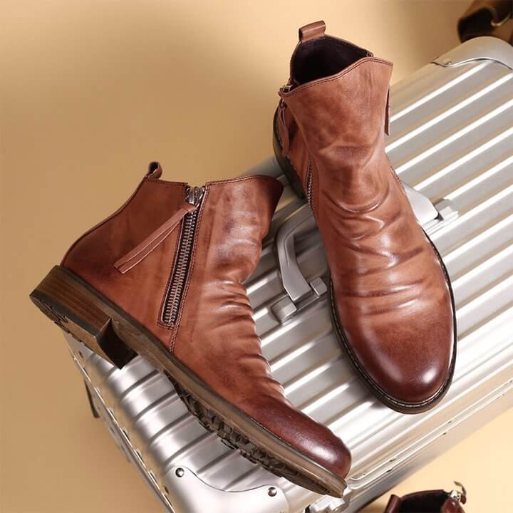 Stijlvolle casual leren herenlaarzen, perfect voor de modebewuste man.
