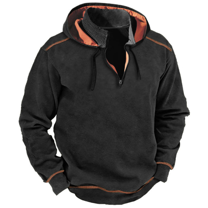 Mannelijke thermische trui met capuchon, warm en isolerend, perfect voor koude winterdagen en outdoor.