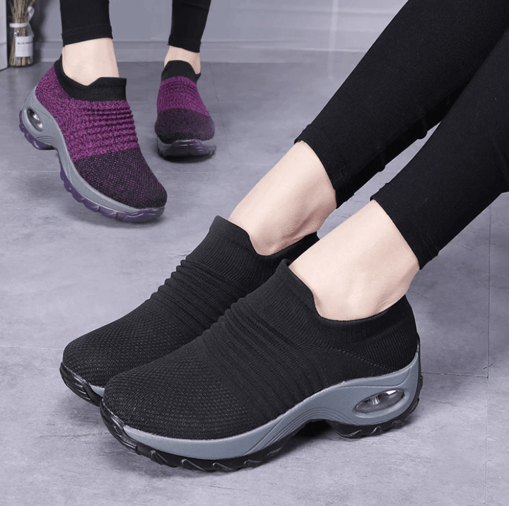 Dames zwarte sok sneakers, ademend en comfortabel voor casual wandelingen.