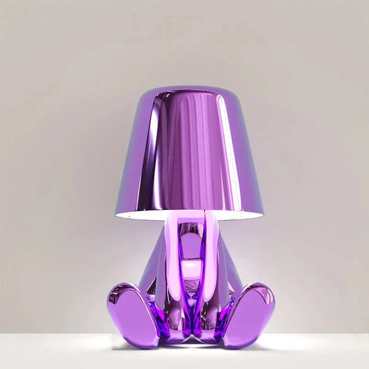 "Metallic beeld tafellamp met uniek Thinker design en warme LED-verlichting, moderne verlichting en decoratie in één."