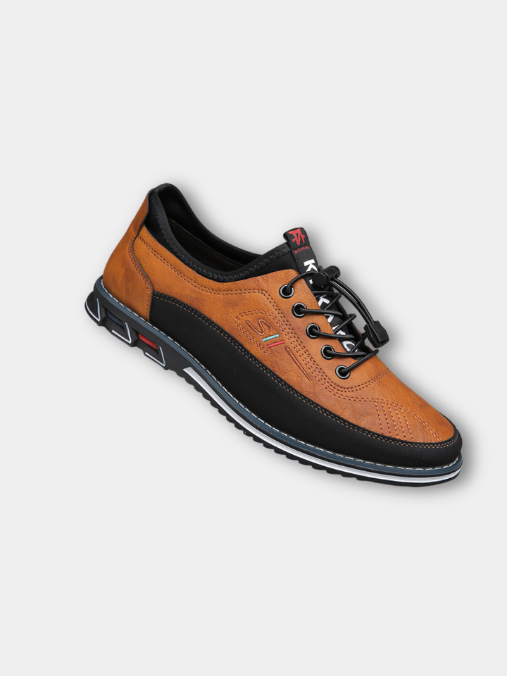 Stijlvolle heren casual veterschoenen. Comfortabele, trendy sneakers voor dagelijks gebruik en voetmode.