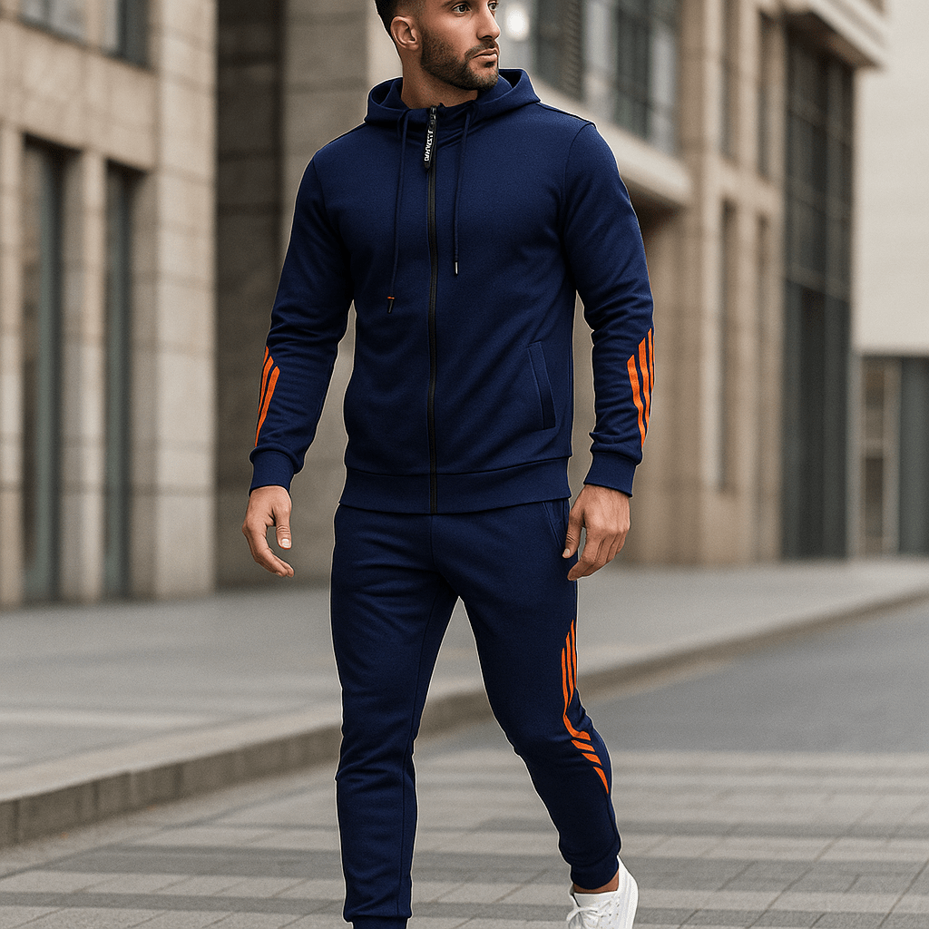 Stijlvol heren sportpak in urbanstijl, perfect als sportief trainingspak voor herenkleding, met comfortabele pasvorm.