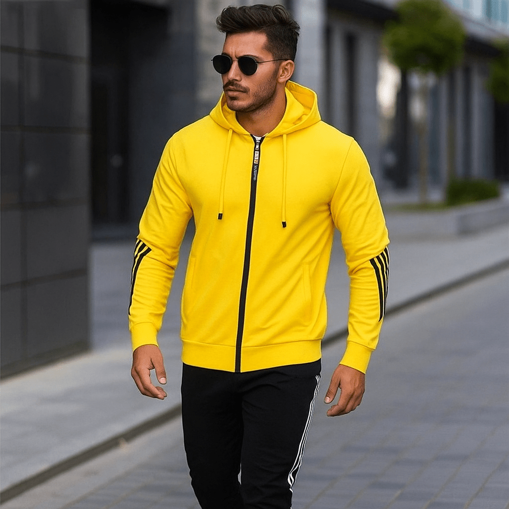 Sportief heren trainingspak, compleet met jasje en broek, moderne snit, comfortabel voor sport, vrijetijdskleding en actieve wear.