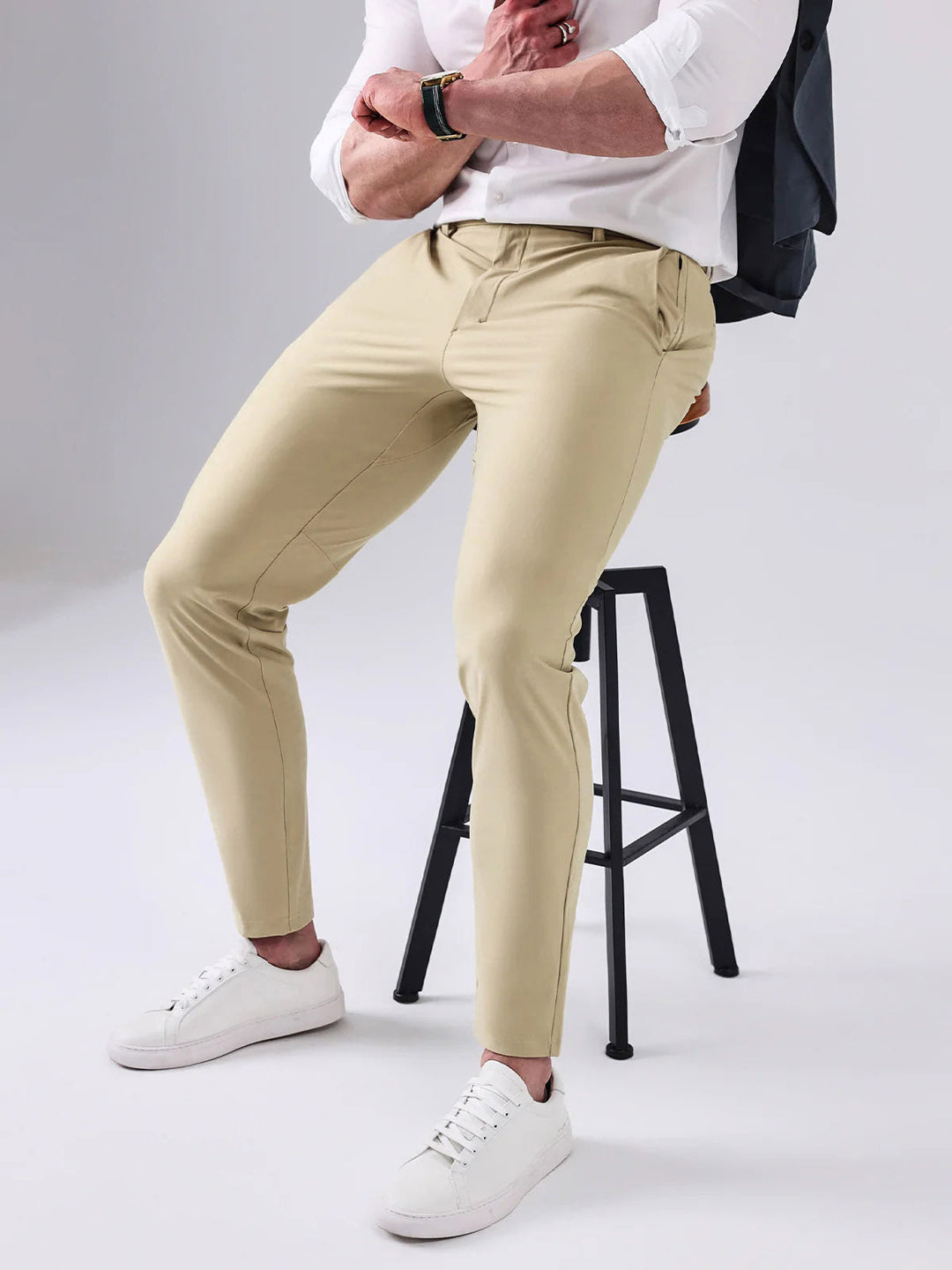 Trendy slim fit herenbroek met stretch, een comfortabele chino voor elke gelegenheid.