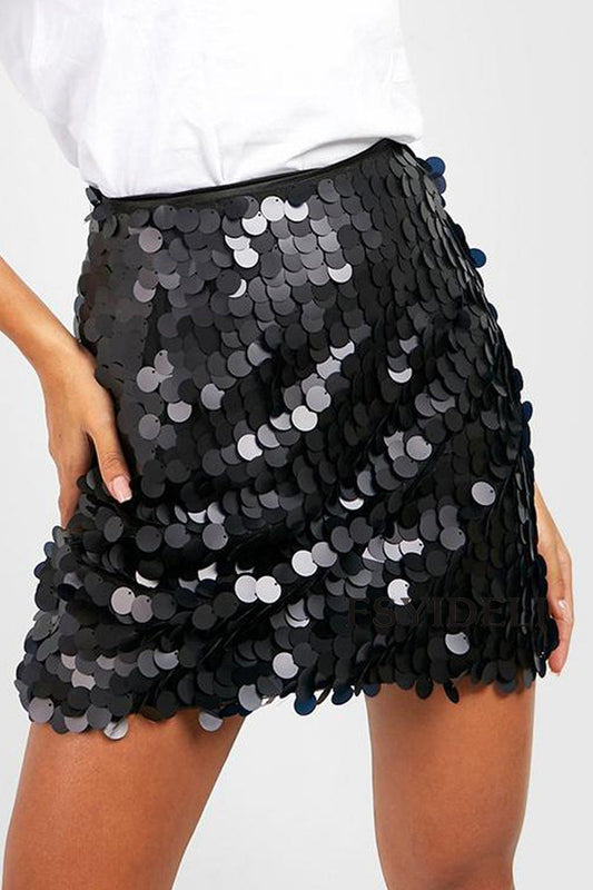 "Mila - Effen Pailletten Rok, elegant design, luxe polyester, sprankelend voor feestelijke gelegenheden, regular fit"