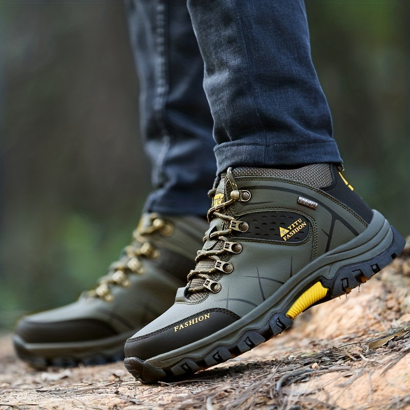 Vooraanzicht Milan heren trekking schoenen, robuust met beschermende neus. Slijtvast en comfortabel.